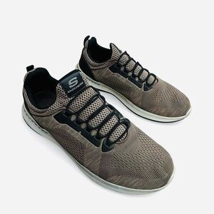 Skechers Delson Brewton Shoes Mens 13 Tan Beige Brown Slip On Running Sneakers